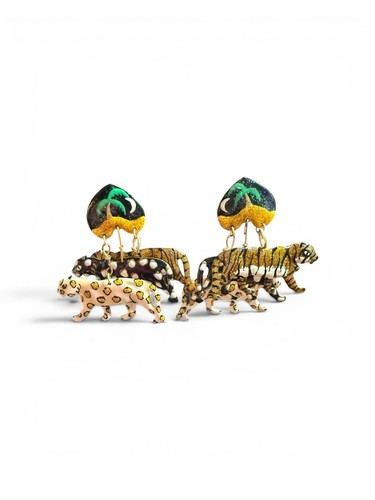 Raro orecchino leopardo tigre