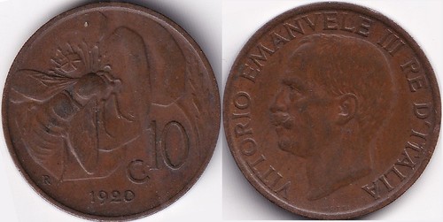 Centesimi 1920 italie - centesimi, r