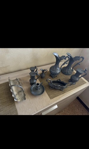 Set peltro vintage lavorato - set,