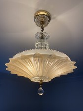 ANTICO LAMPADARIO VINTAGE ART DECO coppia petali/girasole av.