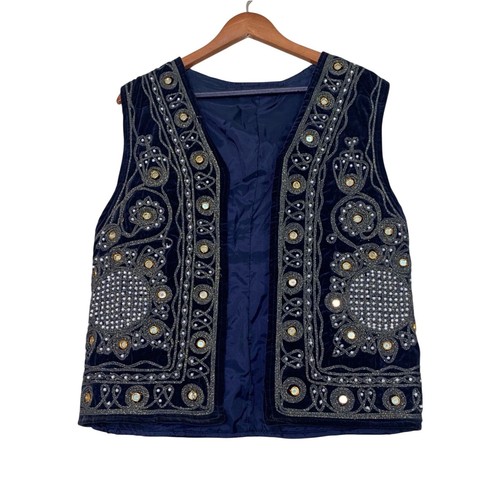 Gilet vintage velluto ricamato