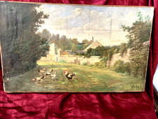 SULL'AIA BELLISSIMO OLIO SU TELA DEL XIX SECOLOSCUOLA FRANCESE FIRMATO R.BOLLE
