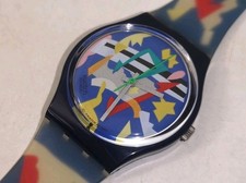 SWATCH Gn132 Silver Patch 1993 Ugo Nespolo COME NUOVO-MAI INDOSSATO-A8