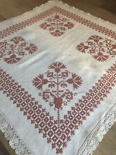 Tovaglietta Centro Tavolo Di cornice Ed Angoli Di ricamo fatto a mano Rosa Tea