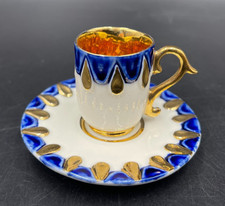 Tazza tazzina caffè moka mini da collezione ROSA Limoges cobalt oro