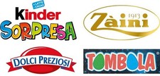 incarti sorprese Kinder Tombola Zaini Dolci Preziosi - tripack scatola stagnola
