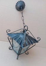 LANTERNA LAMPADA QUADRATA DA SOFFITTO FERRO BATTUTO ANNI 80 LEGGI MISURE / DESCR