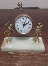 Orologio Con Sveglia Da Tavolo Con Base In Onice Marca Ritz Funzionante