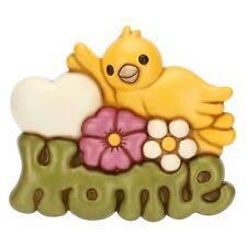 THUN Formella con scritta Home e uccellino Colin in ceramica Racconti d'Autunno
