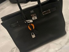 Borsa a tracolla Hermes Birkin 35 Taurillon Clemence nera autentica usata