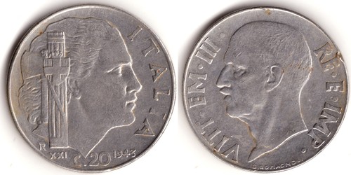 Italia centesimi 1943 - 20,