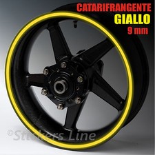 Nastro adesivi strisce ruote catarifrangenti GIALLO riflettente 9mm cerchi moto