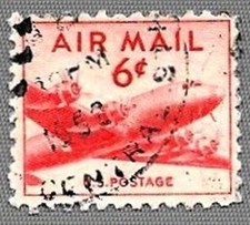 USA Raro francobollo rosso posta aerea 6 centesimi