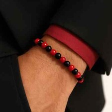 Bracciale Perle Rosso Nero