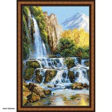 Set di punti croce Riolis "Paesaggio con cascata", schema di conteggio