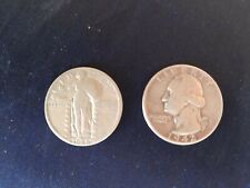 MONETA QUARTO DI DOLLARO USA MODELLO LIBERTY E WASHINGTON 1928 MIN 2 PEZZI