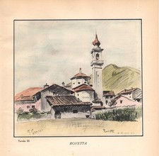 Stampa antica ROVETTA panorama Bergamo Grossi 1936 Old antique print