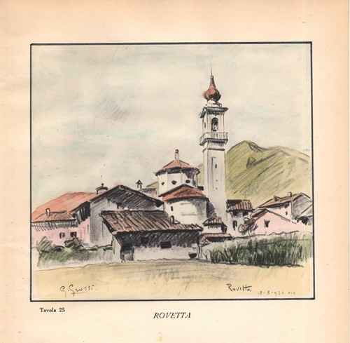 Stampa antica rovetta panorama - antica,