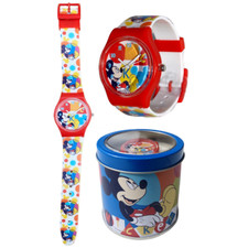 OROLOGIO MICKEY MOUSE DISNEY TOPOLINO DA POLSO ANALOGICO IN SCATOLA DI LATTA