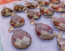 Lotto 42 Gocce Fumé  Cristalli Pendenti Ricambi Lampadario D'epoca 