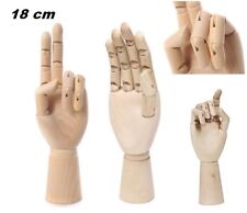 MANICHINO MANO SX SNODABILE IN LEGNO CM 18 X DISEGNO ALLESTIMENTO VETRINE ESPOS.