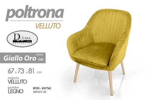 Poltrona sedia velluto - poltrona, giallo