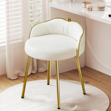 Sgabello Trucco Moderno, Sgabello Basso Design Conchiglia Con Base in Metallo Or