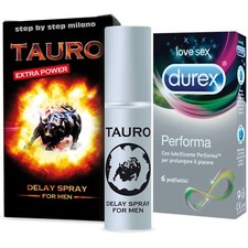Spray Ritardante Tauro Extra Power + 6 Preservativi Durex Performa Ritardanti