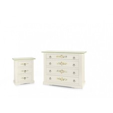 CASSETTIERA COMO' DECORATO SHABBY FIORI ARTE POVERA CLASSICO cm 115X50X90H