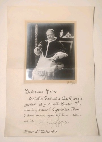 1935 papa pio - firmato, a