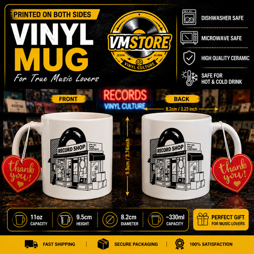 Tazza ceramica record shop - record,