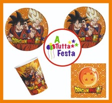 KIT ADDOBBI FESTA COMPLEANNO DRAGON BALL X8X16X24X32X40 PERSONE  PIATTI BICCHI
