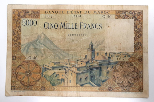 Banconota 5000 franchi - 5000, 1953