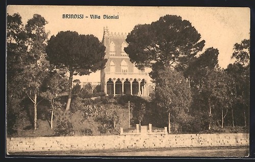 Cartolina brindisi villa - cartolina, brindisi,