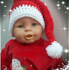 Cappello di  NATALE all'uncinetto per NEONATO