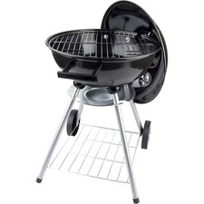 Barbecue a Carbone con Ruote BBQ Rotondo in Acciaio con Valvola di Ventilazione