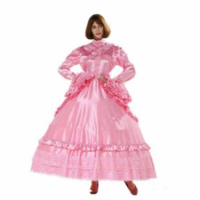 Abito lungo gotico Lolita Sissy ragazza chiudibile a chiave raso comò cosplay su misura