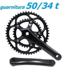 GUARNITURA ALLUMINIO 50-34 DENTI BICI CORSA PEDALI 17 PERNO QUADRO foro quadrato