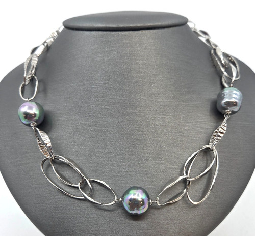 Collana maglia ovale majorica - collana,