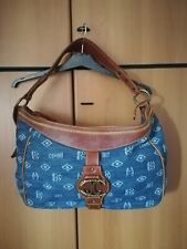borsa just cavalli in tessuto jeans e pelle
