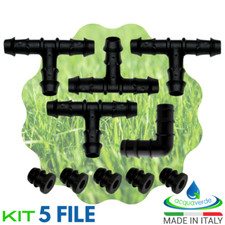 KIT RACCORDI IRRIGAZIONE 5 FILE PER ALA GOCCIOLANTE CON TEE GOMITI TAPPI � 16mm