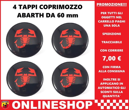 Tappi coprimozzo abarth neri - coprimozzo,