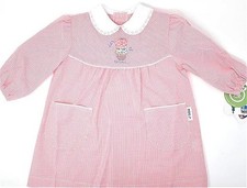 Grembiule siggi per asilo nido con ricamo a fantasia assortita quadretti rosa