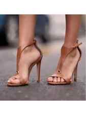 Sandali eleganti donna tacco spillo 11 cm marrone pelle sintetica 32849