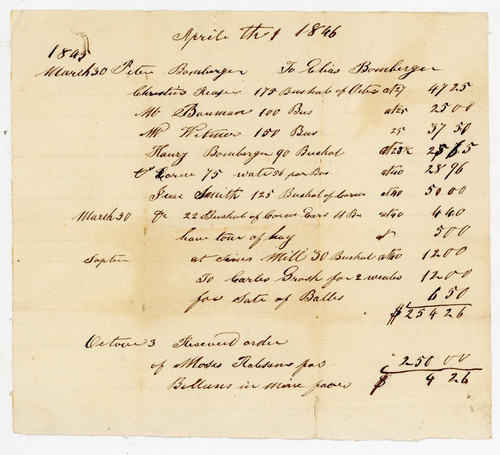 1846 farm account ledger - 1846,