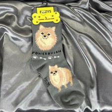 Calze girocollo Foozy's stampa pomerania donna taglie 9-11 grigio canino stoffa calza