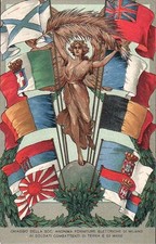 X699) WW1 ALLEGORICA, VITTORIA ALATA E BANDIERE ALLEATE.  FORNITURE ELETTRICHE.