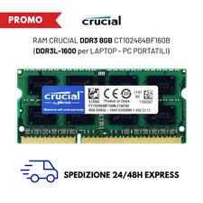 ✅ NUOVA MEMORIA RAM Crucial CT102464BF160B 8GB DDR3L-1600 DDR3 1600MHz SODIMM