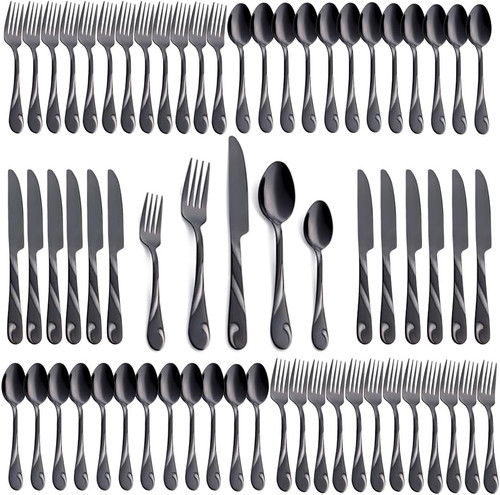 Set posate nere per 12 - posate,
