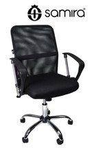 Sedia da ufficio operativa girevole, sedia regolabile in tessuto nero mod. PAVIA